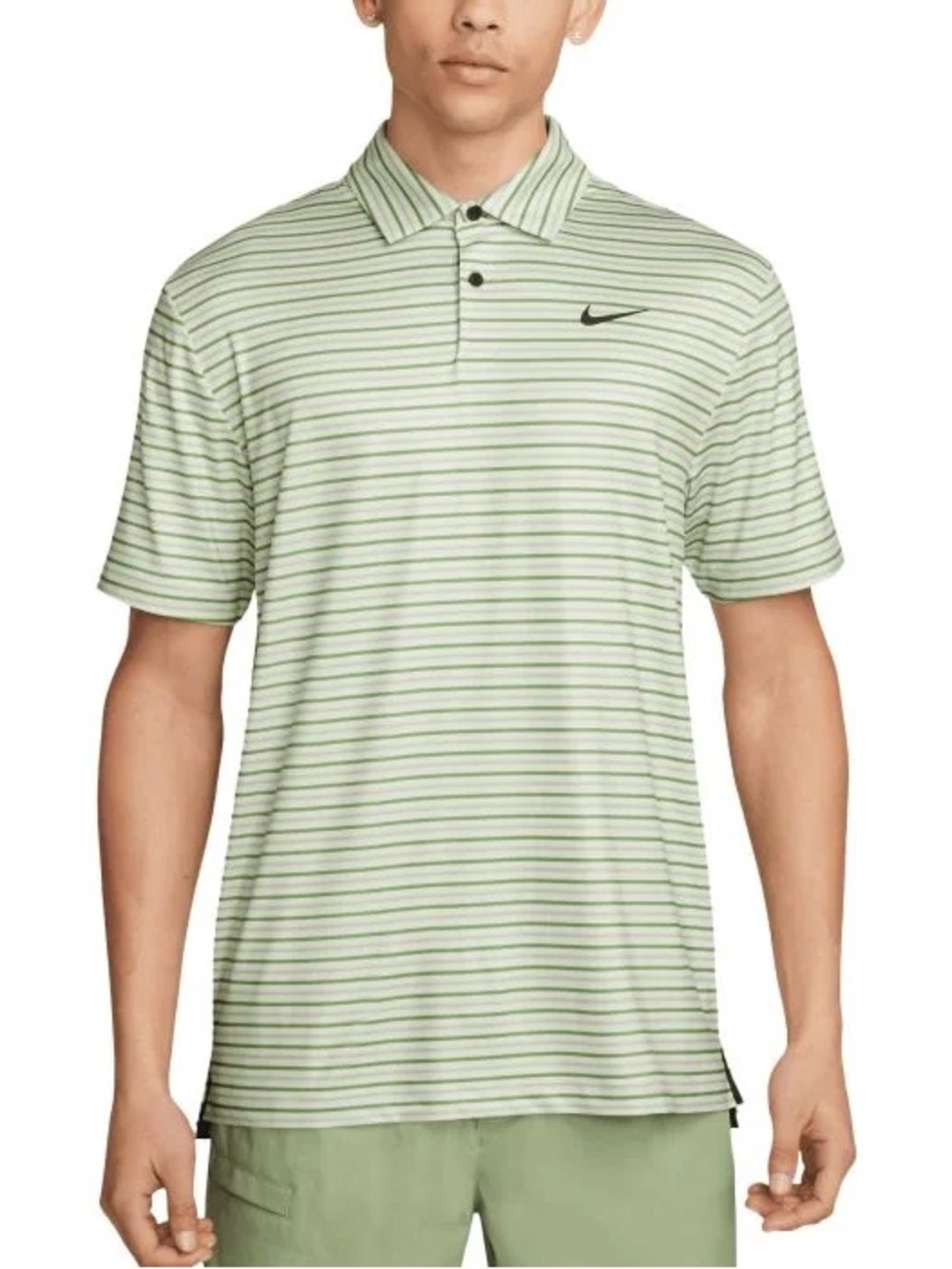 Nike Dri-Fit Men's Green Striped Golf Polo Shirt